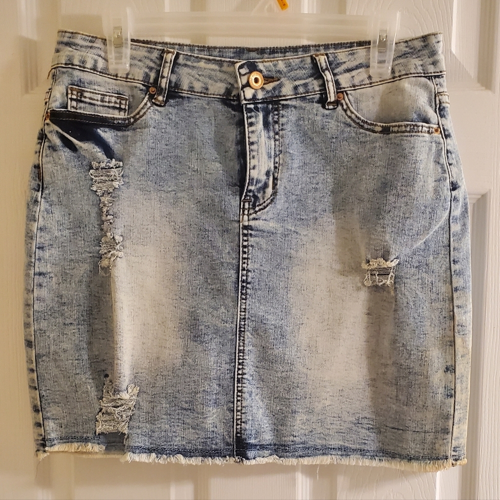 NWOT- Trendy Mini Light Blue Denim Skirt